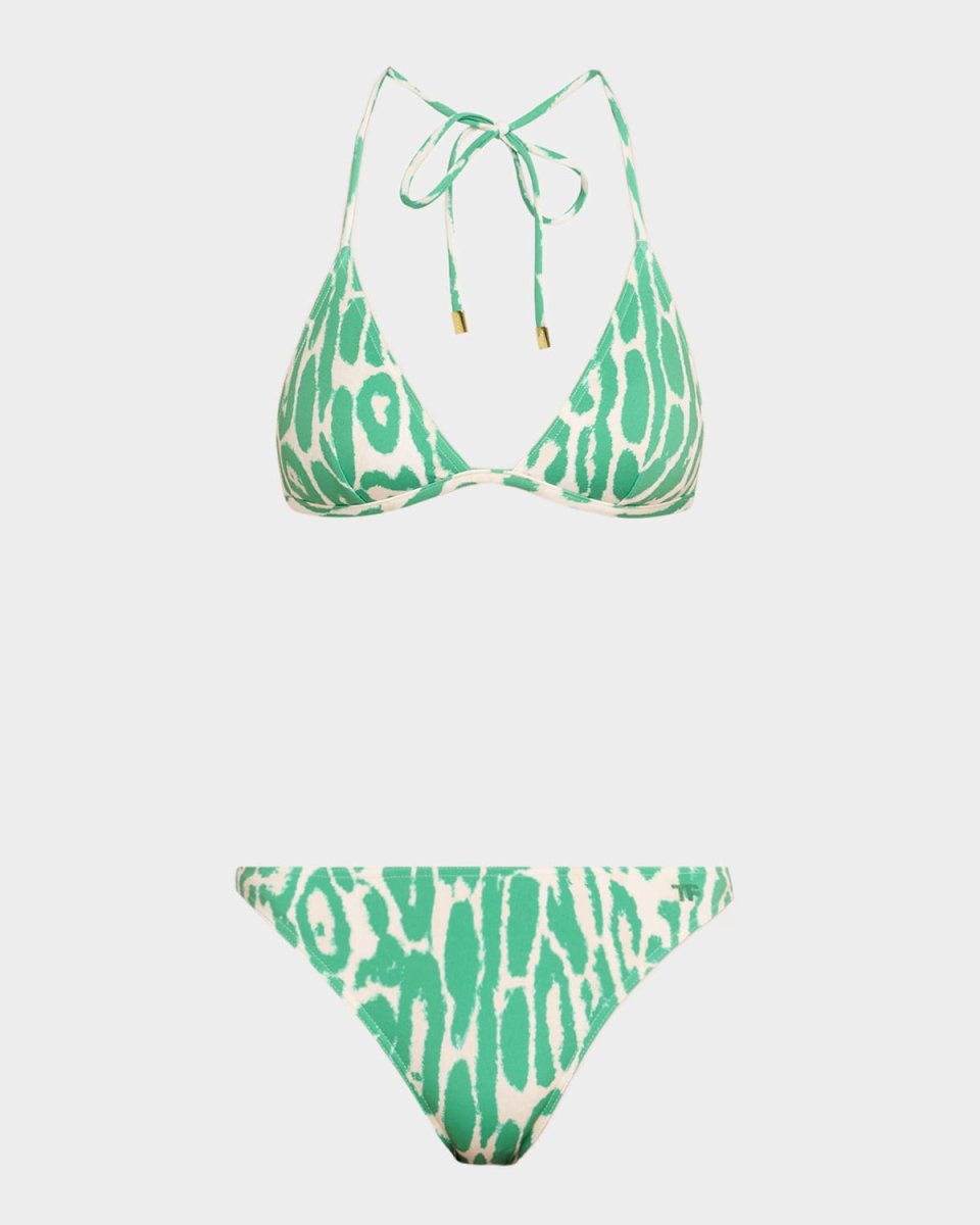 Ocelot Print Jersey Triangle Bikin